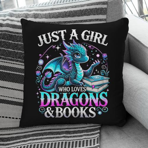Dragon Reading Just A Girl Who Loves Dragons And Books Pillowcase - Bookorys