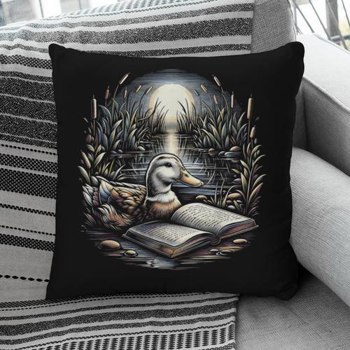 Duck Reading Book Full Moon Lake Scenery Pillowcase - Bookorys