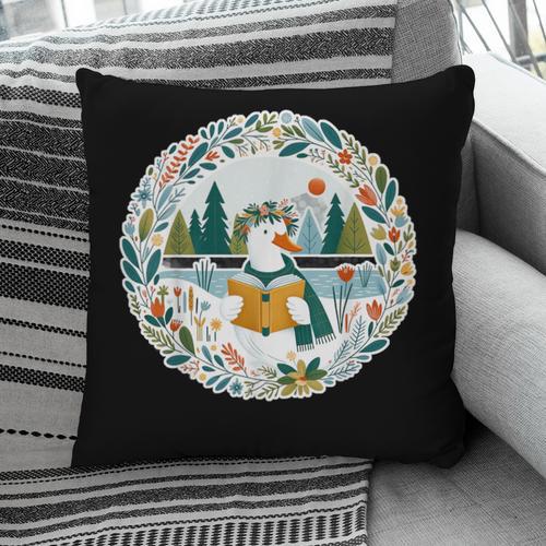 Duck Wilderness Book Reading Illustration Floral Pillowcase - Bookorys DE