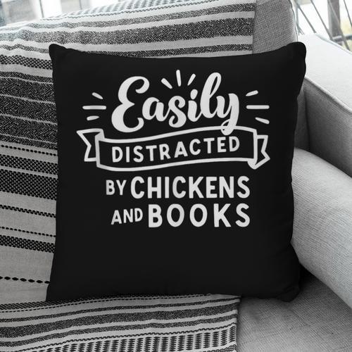 Easily Distracted By Chickens And Books Farm Pillowcase - Bookorys DE