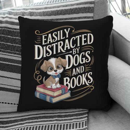 Easily Distracted By Dogs And Books Reader Animal Dog Pillowcase - Bookorys UK