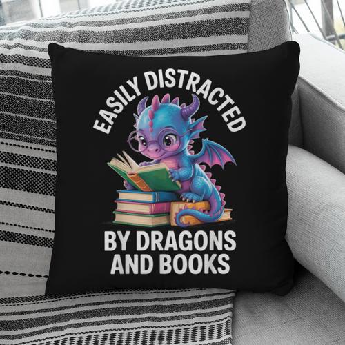 Easily Distracted By Dragons And Books Pillowcase - Bookorys DE