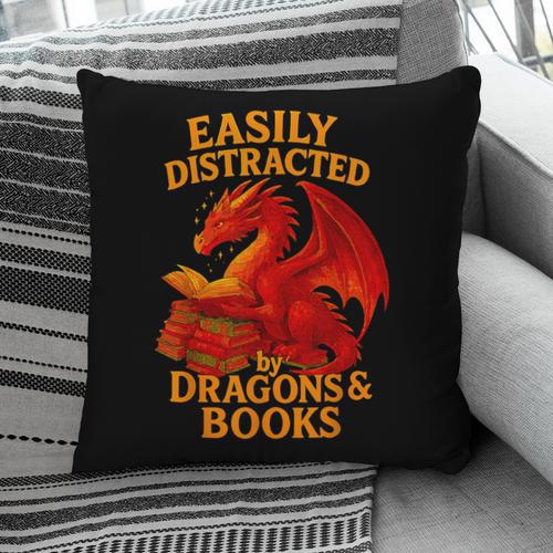 Easily Distracted By Dragons And Books Reading Pillowcase - Bookorys DE