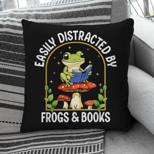 Easily Distracted By Frogs And Books Pillowcase - Bookorys DE
