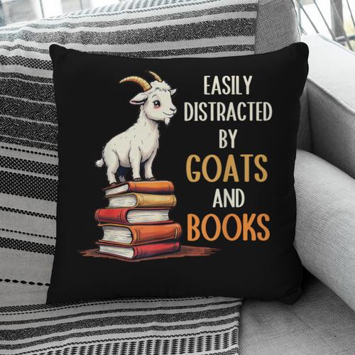 Easily Distracted By Goats And Books Goats And Book Reading Pillowcase - Bookorys