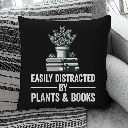 Easily Distracted By Plants & Books Plant Book Lover Pillowcase - Bookorys DE