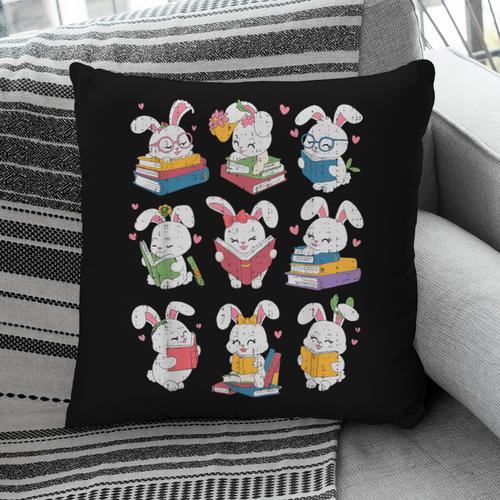 Easter Teacher Cute Bunny Reding Books Librarian Bookworm Pillowcase - Bookorys AU
