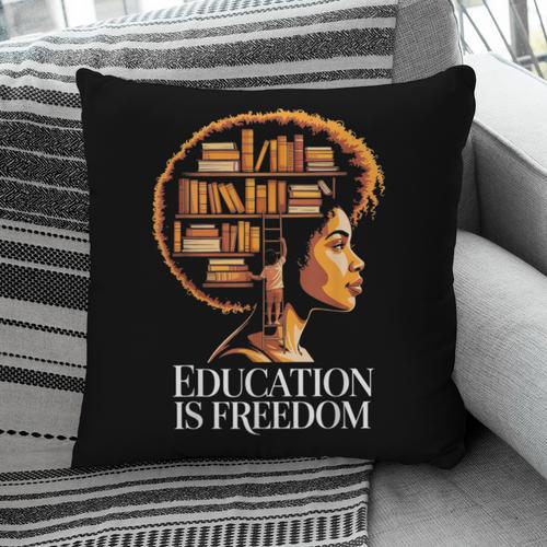 Education Is Freedom Afro Woman Book Illustration Pillowcase - Bookorys DE