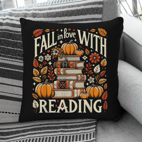 Fall In Love With Reading Book Autumn Pumpkins And Teachers Pillowcase - Bookorys