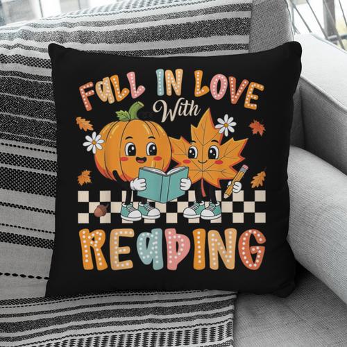 Fall In Love With Reading Thanksgiving Pumpkin Book Lover Pillowcase - Bookorys