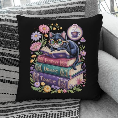 Fantasy Drama Tragedy Cute Cat Book Lover Readers Librarians Pillowcase - Bookorys