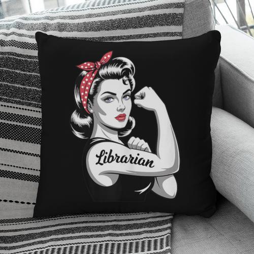 Female Librarian Rosie Riveter Book Guardian Woman Pillowcase - Bookorys DE