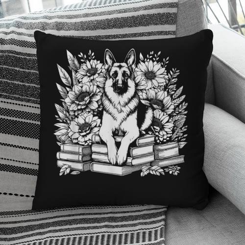 Floral Cottagecore German Shepherd Flower Book Reader Pillowcase - Bookorys DE