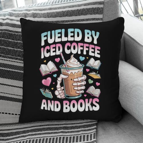 Fueled By Iced Coffee And Books Book Lover Retro Pillowcase - Bookorys CA