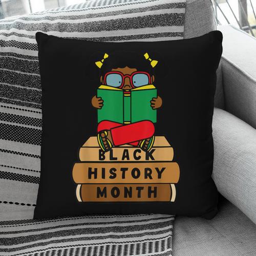 Girl Kid Reading Book Black History Month Bookworm Pillowcase - Bookorys DE