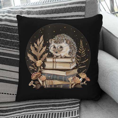 Hedgehog With Books Reading Cottagecore Aesthetics Pillowcase - Bookorys