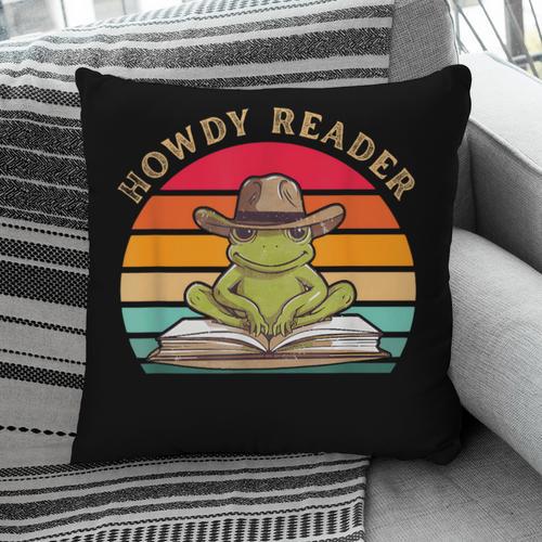 Howdy Reader Frog Reading Book Vintage Pillowcase - Bookorys
