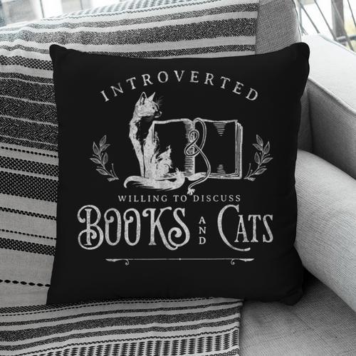 Introverted Willing To Discuss Cats And Books Pillowcase - Bookorys