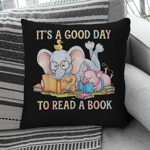 Its A Good Day To Read A Book Cute Pig & Elephant Adventure Pillowcase - Bookorys