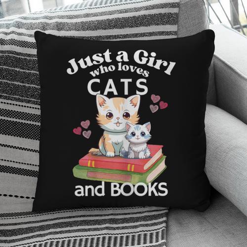 Just A Girl That Loves Cats And Books Cute Cat & Bookwork Pillowcase - Bookorys CA