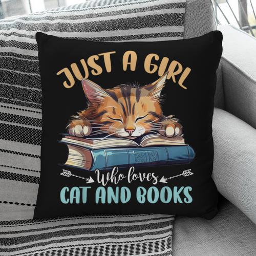 Just a Girl Who Loves Cats And Books Kitties Pet Art Lover Pillowcase - Bookorys DE