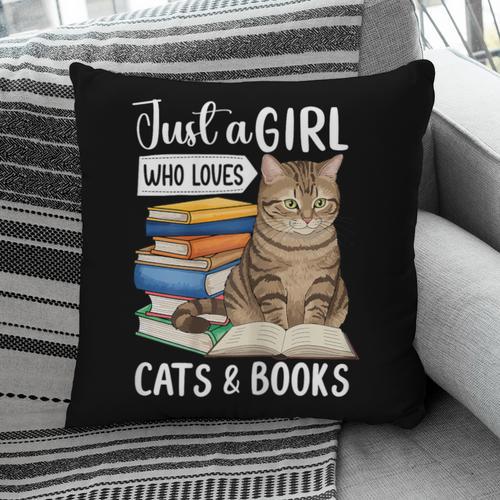 Just a Girl Who Loves Cats And Books Pillowcase - Bookorys