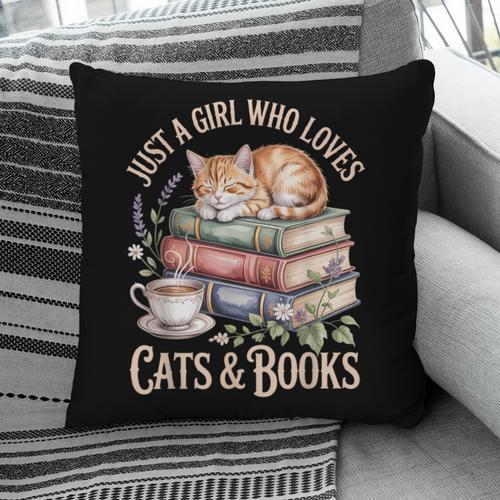 Just A Girl Who Loves Cats And Books Reading Librarian Pillowcase - Bookorys CA