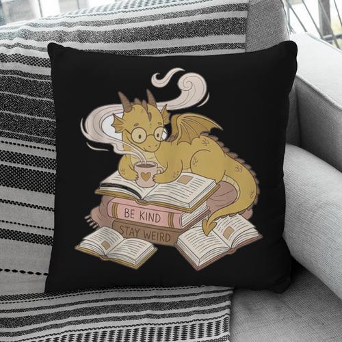 Be Kind Stay Weird Read Books Cute Dragon Pillowcase - Bookorys UK