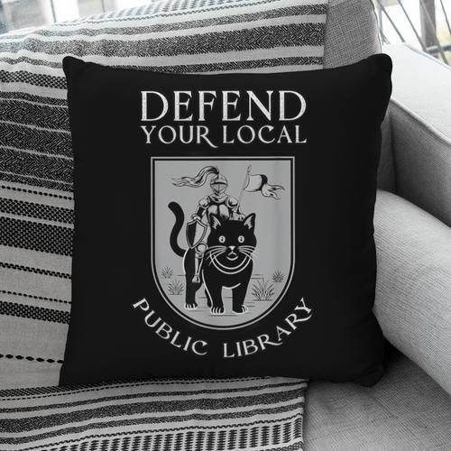 Knight Cat Defend Your Public Library Book Lover Pillowcase - Bookorys AU