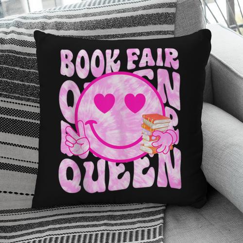 Library Book Fair Queen Vibe Groovy Tie Dye School Reading Pillowcase - Bookorys