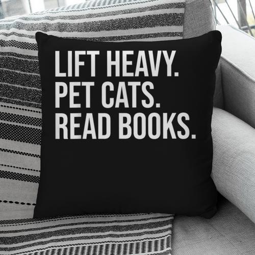 Lift Heavy Pet Cats Read Books Gym Workout Weight Lifter Pillowcase - Bookorys DE