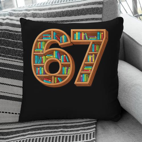 Literary 67 Bookshelf Six Seven Reading Meme Pillowcase - Bookorys UK