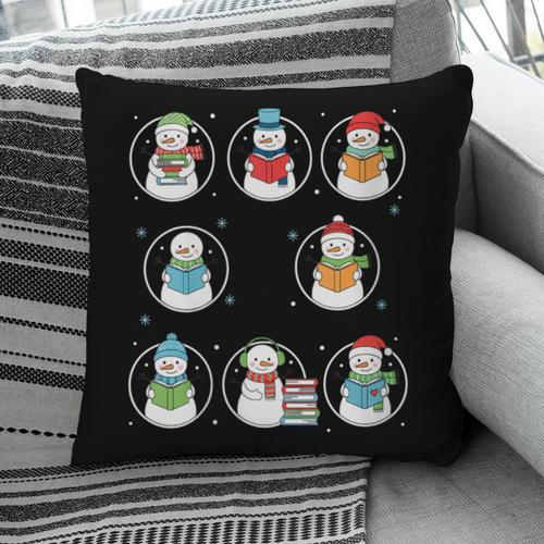Literary Winter Reading Snowmen Cozy Book Lover Pattern Pillowcase - Bookorys AU