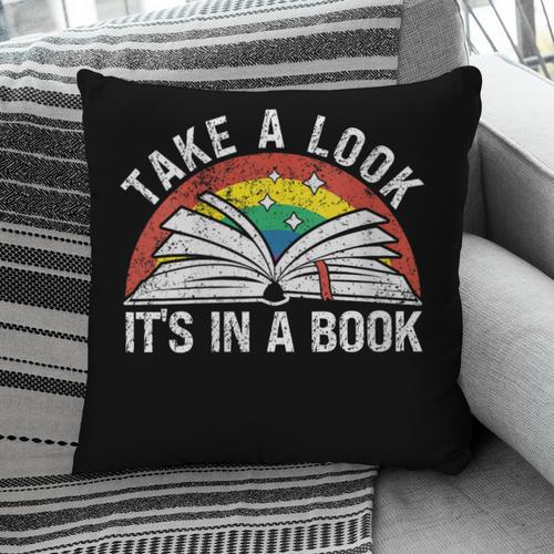 Take a Look It's In a Book Reading Vintage Retro Rainbow Pillowcase - Bookorys DE