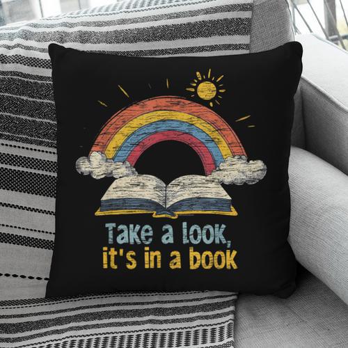 Take a Look It's In a Book Vintage Reading Teacher Rainbow Pillowcase - Bookorys