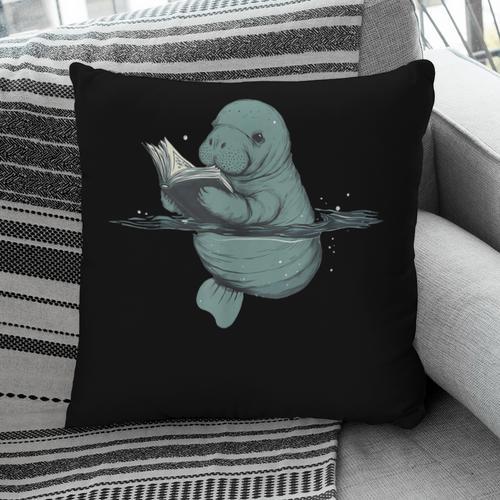 Manatee Reading Book Bookworm Manatees Ocean Animal Lover Pillowcase - Bookorys UK