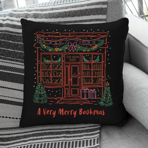 A Very Merry Bookmas Cozy Christmas Bookstore Holiday Cute Pillowcase - Bookorys CA