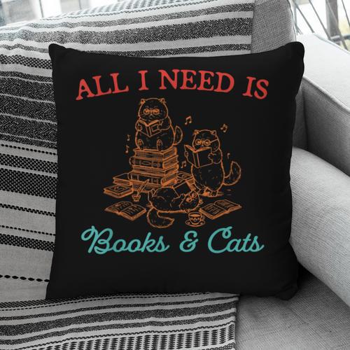 All I Need Is Books & Cats Cozy Pillowcase - Bookorys DE