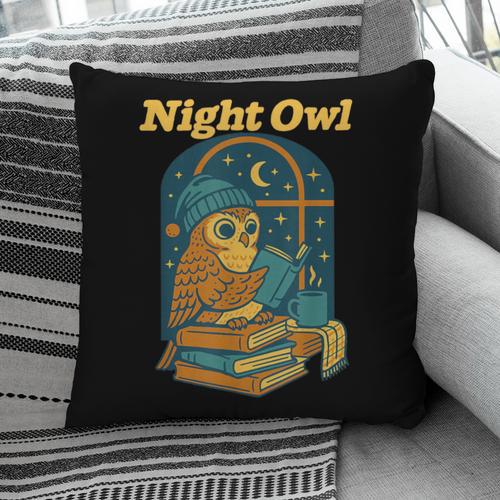 Night Owl Cozy Reading Tea Coffee Lover Bookworm Cute Pillowcase - Bookorys UK