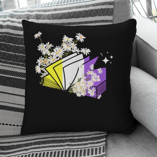 Non-Binary Book Lover Nonbinary Daisy LGBT Reading Pride Pillowcase - Bookorys