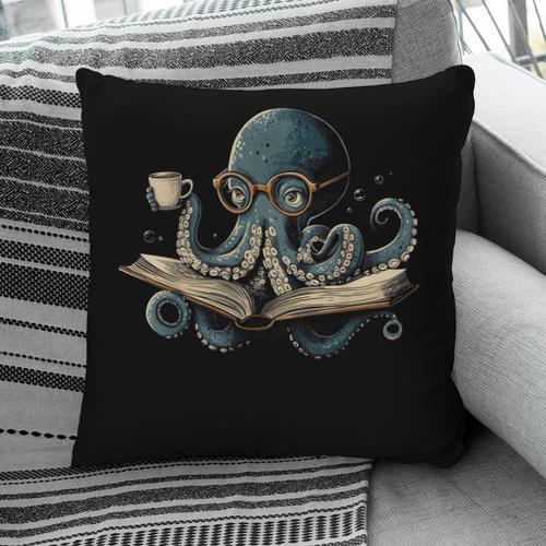 Octopus Reading Book Coffee Book Lover Bookworm Nerd Pillowcase - Bookorys
