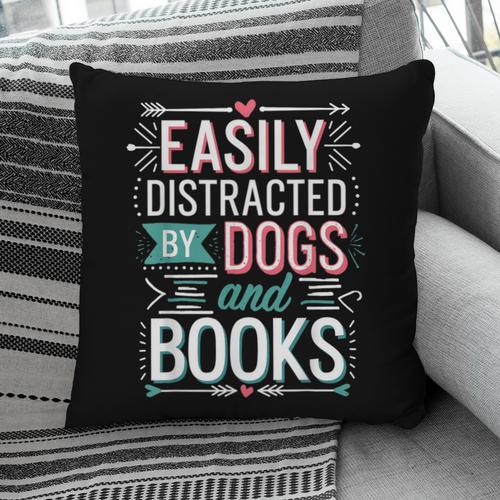 Pet Lover Easily Distracted By Dogs And Books Joke Men Pillowcase - Bookorys