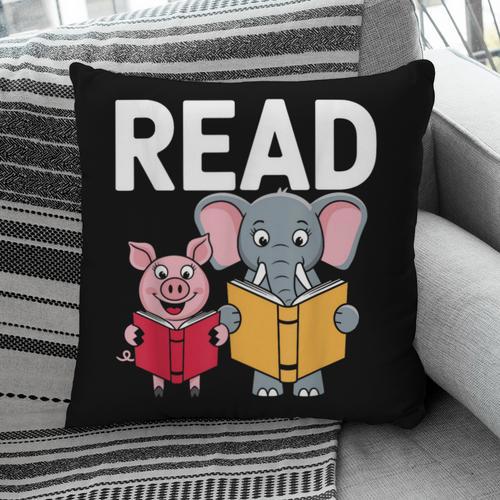 Pig Elephant Reading Cute Book Lover Bookworm Boys Girls Kid Pillowcase - Bookorys UK