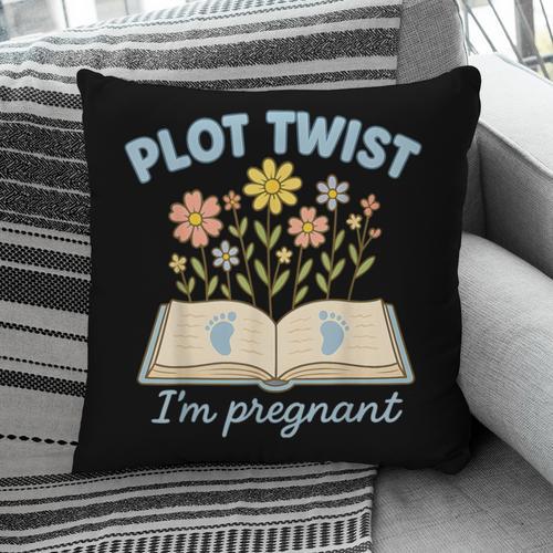 Plot Twist I'm Pregnant Literary Pregnancy Announcement Book Pillowcase - Bookorys