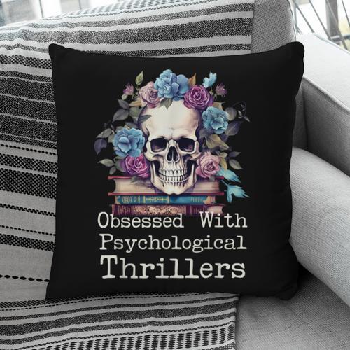 Psychological Thriller Reader Fan Skull Flowers Books Pillowcase - Bookorys UK