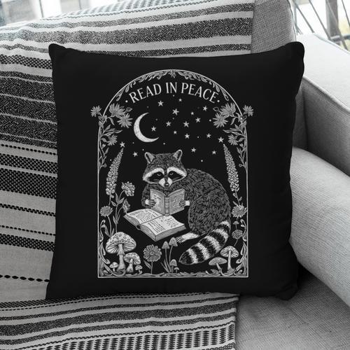 Read In Peace Raccoon Gothic Cottagecore Book Lovers Pillowcase - Bookorys UK