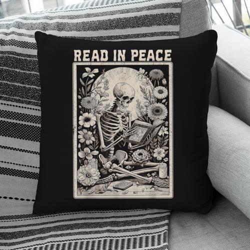 Read In Peace Skeleton Book Lover Bookworm Book Pillowcase - Bookorys UK