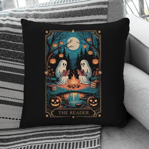The Reader Bookish Cute Spooky Ghost Reading Book Tarot Card Pillowcase - Bookorys