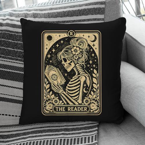 The Reader Tarot Card Book Lover Skeleton Reading Book Pillowcase - Bookorys