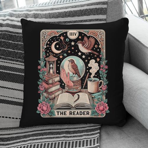 The Reader Tarot Card Shirt Bird Book Lover Bookworm Pillowcase - Bookorys